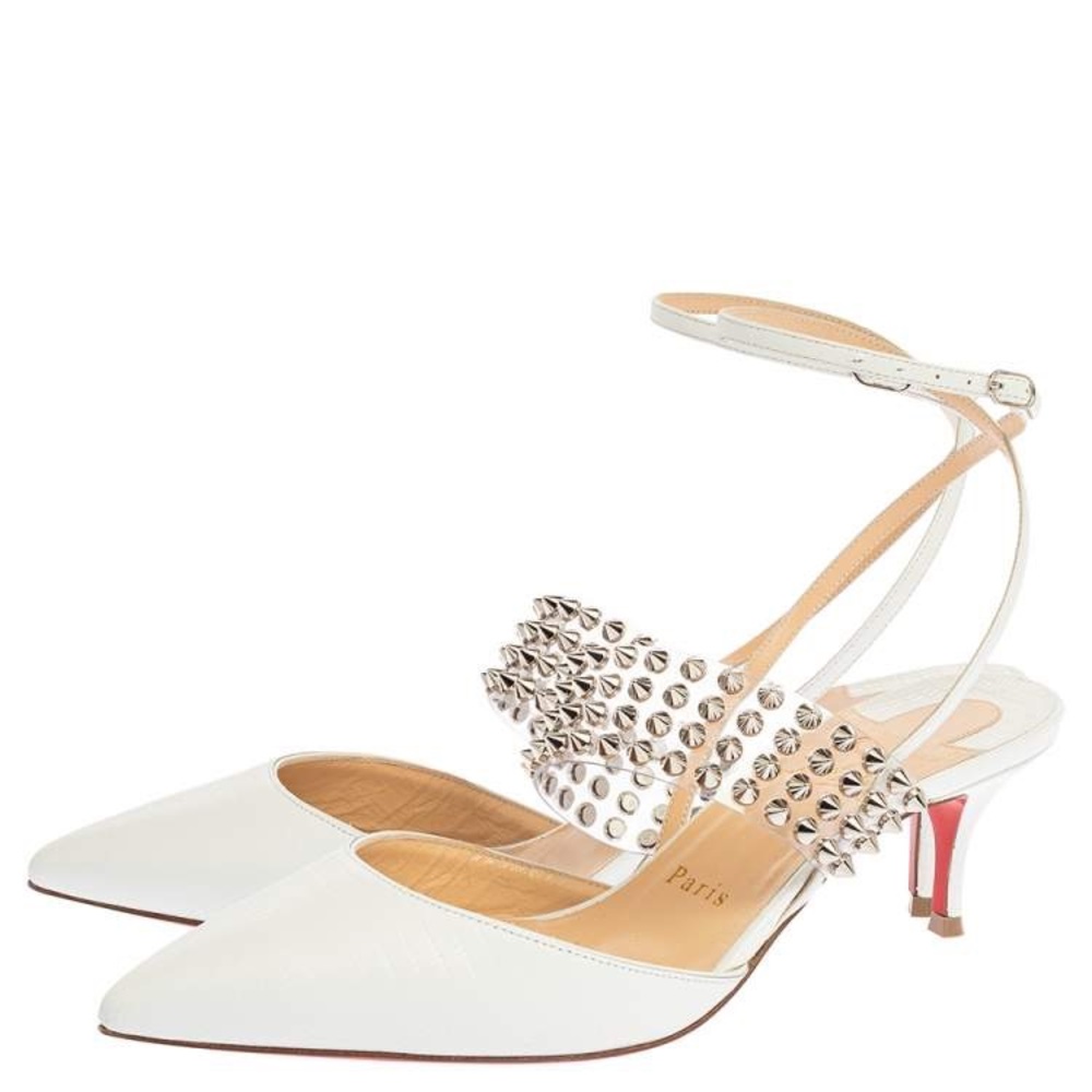 Christian Louboutin Levita white kitten heel